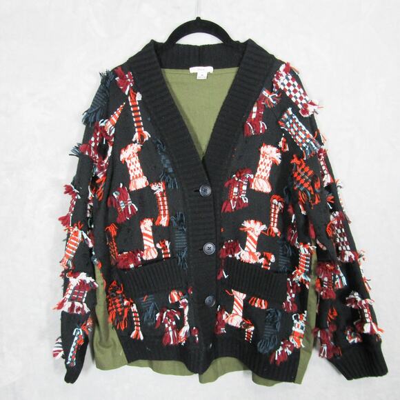 Anthropologie Sweaters - Anthropologie Sweater Size Medium Othilia Cardigan Felia Fringe Puff Sleeve